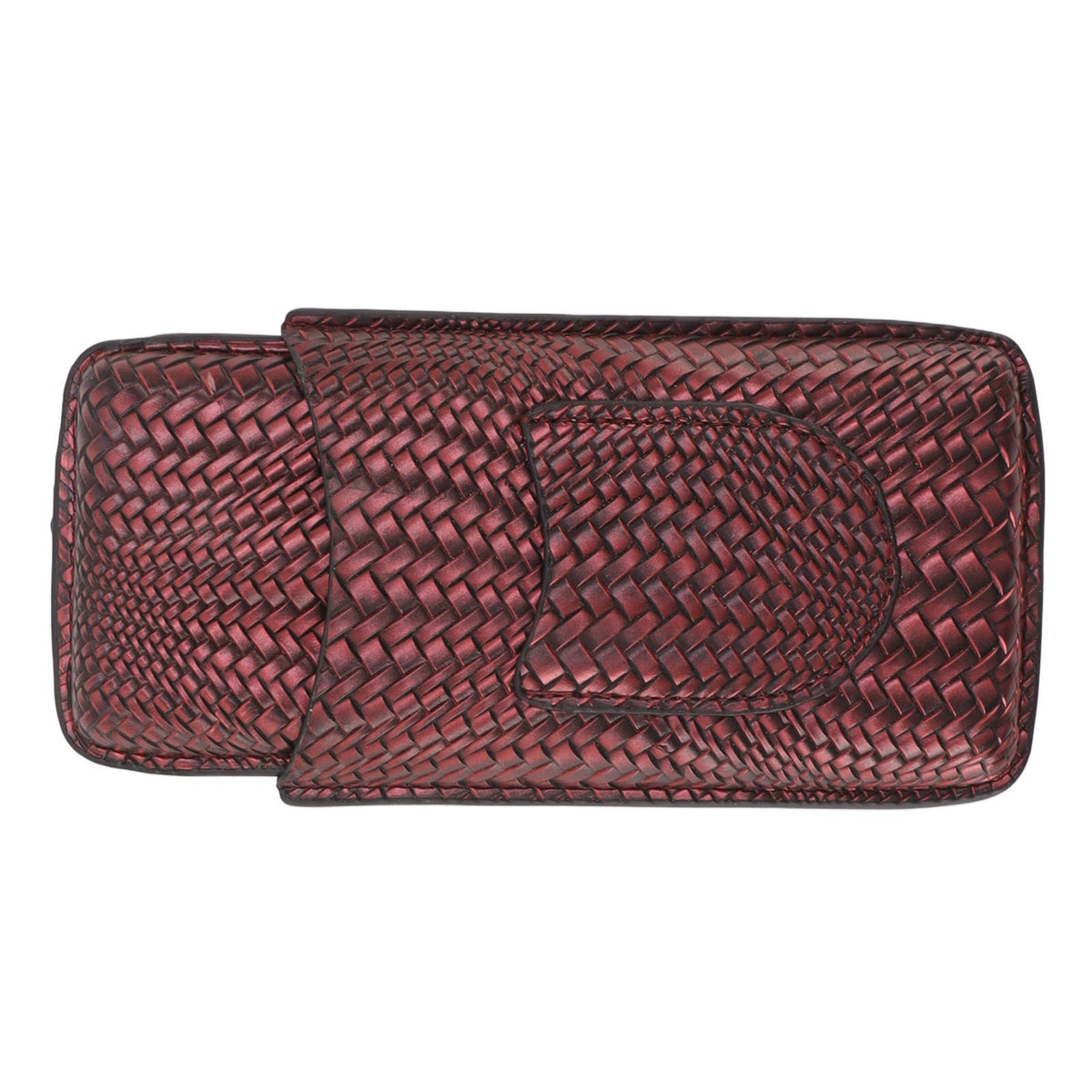 3 Finger Cigar Case Woven Pattern Portable Travel Leather Cigar Humidor Case Smoking Accessories Purple