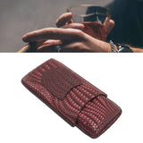 3 Finger Cigar Case Woven Pattern Portable Travel Leather Cigar Humidor Case Smoking Accessories Purple - Extra Image