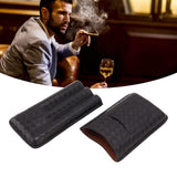 3 Sticks Portable Cigar Case Leather Cigar Humidors Travel Moisturizer Cigar Case for Men Gifts Black - Extra Image