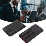 3 Sticks Portable Cigar Case Leather Cigar Humidors Travel Moisturizer Cigar Case for Men Gifts Black - Extra Image