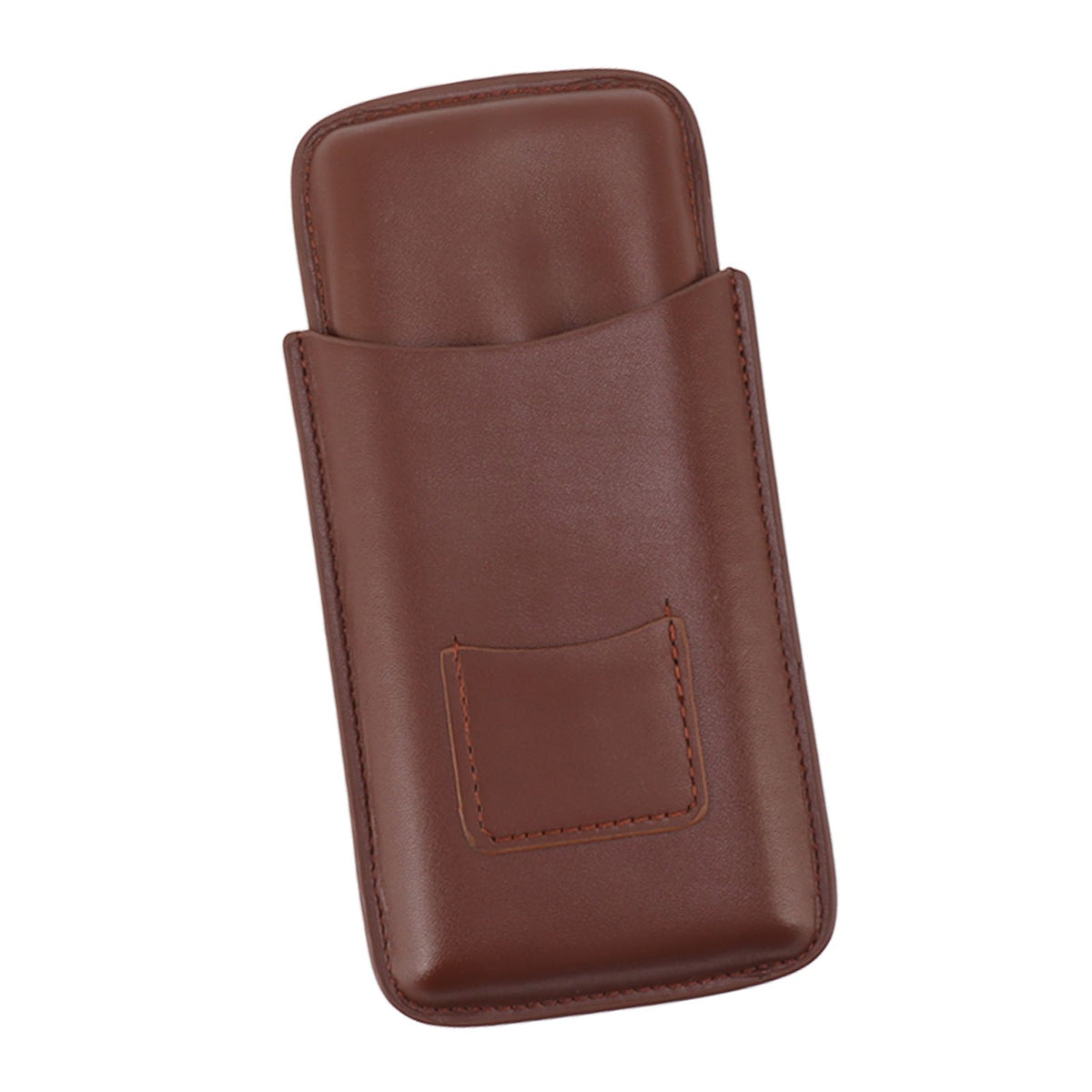 Leather Cigar Case Portable 3 Finger Cigar Humidor Carrying Case with Cutter Pocket for Cigar Lovers Brown