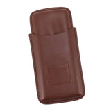 Leather Cigar Case Portable 3 Finger Cigar Humidor Carrying Case with Cutter Pocket for Cigar Lovers Brown