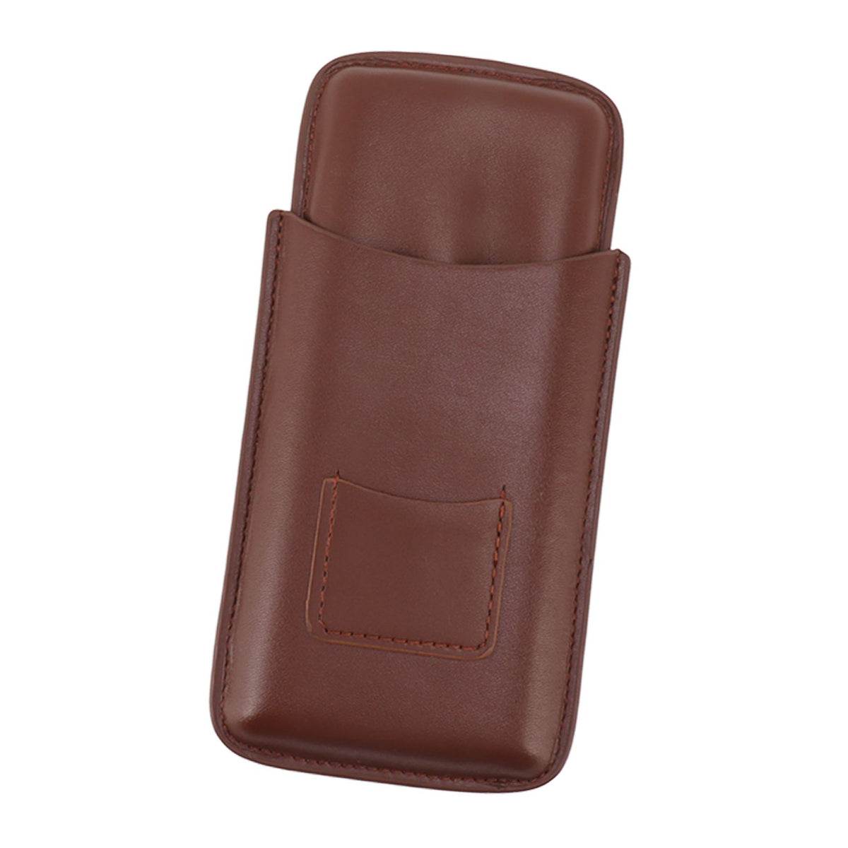 Leather Cigar Case Portable 3 Finger Cigar Humidor Carrying Case with Cutter Pocket for Cigar Lovers Brown