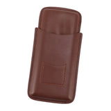 Leather Cigar Case Portable 3 Finger Cigar Humidor Carrying Case with Cutter Pocket for Cigar Lovers Brown