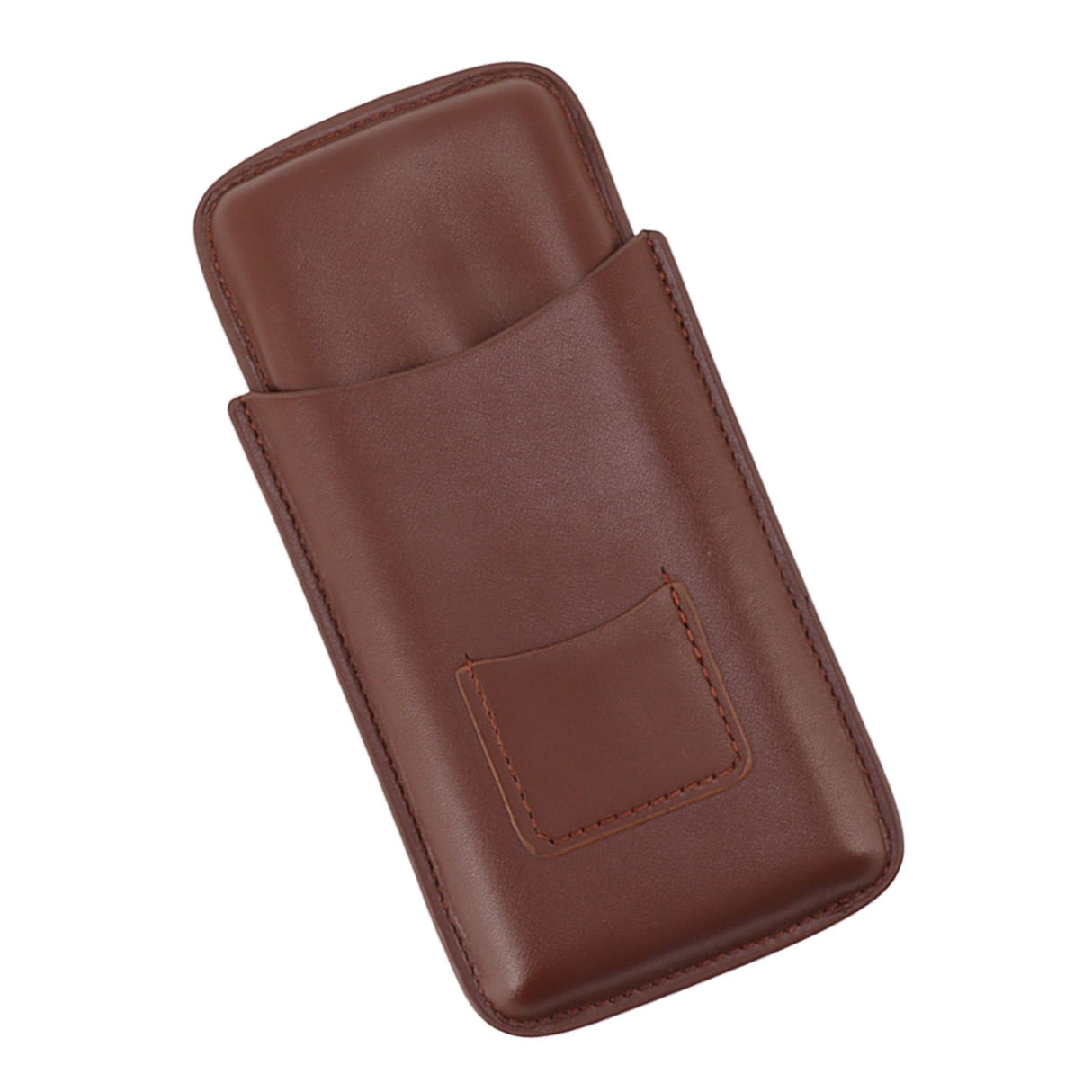 Leather Cigar Case Portable 3 Finger Cigar Humidor Carrying Case with Cutter Pocket for Cigar Lovers Brown