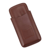 Leather Cigar Case Portable 3 Finger Cigar Humidor Carrying Case with Cutter Pocket for Cigar Lovers Brown
