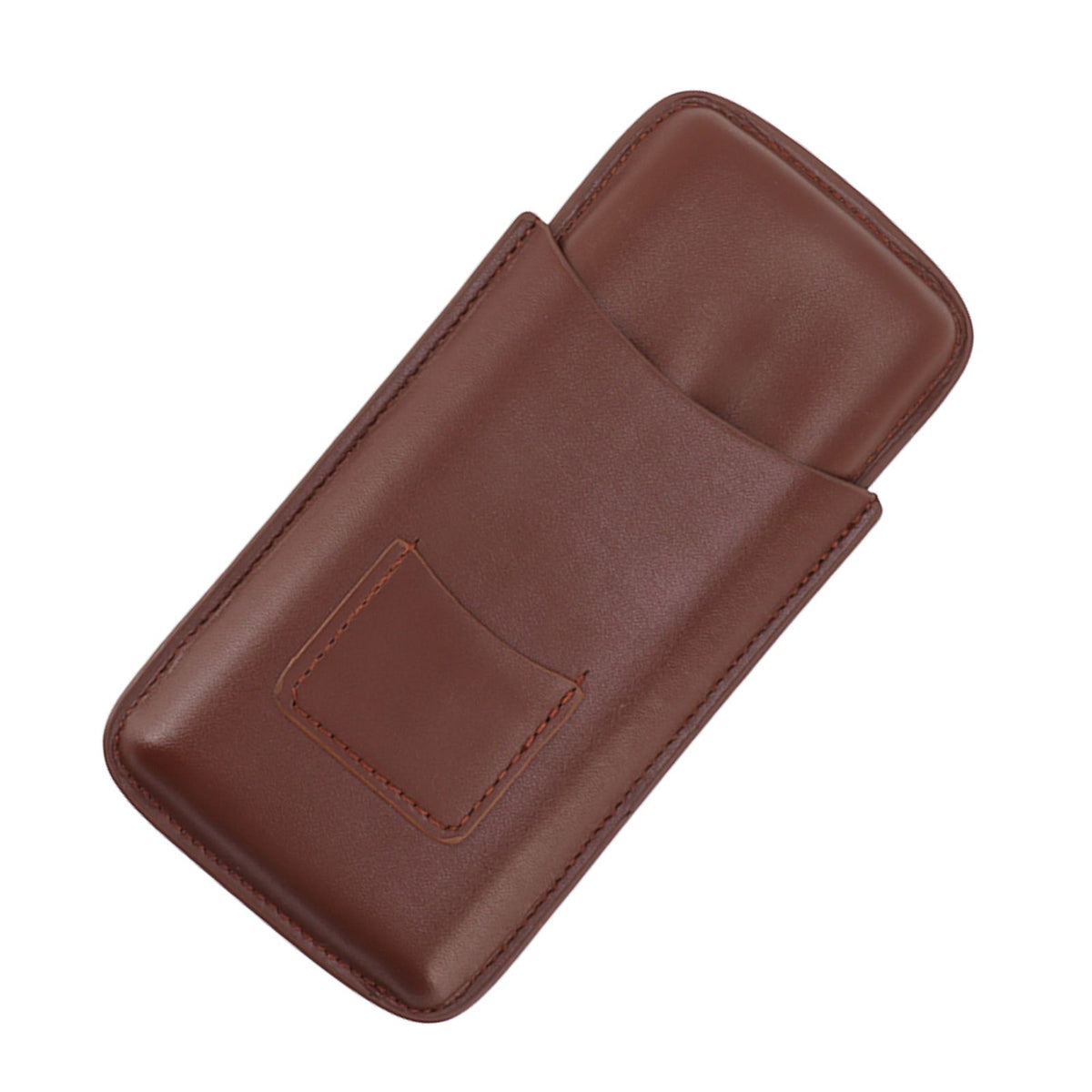 Leather Cigar Case Portable 3 Finger Cigar Humidor Carrying Case with Cutter Pocket for Cigar Lovers Brown