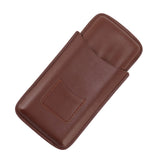 Leather Cigar Case Portable 3 Finger Cigar Humidor Carrying Case with Cutter Pocket for Cigar Lovers Brown - 45-Degree Angle