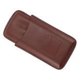 Leather Cigar Case Portable 3 Finger Cigar Humidor Carrying Case with Cutter Pocket for Cigar Lovers Brown