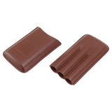 Leather Cigar Case Portable 3 Finger Cigar Humidor Carrying Case with Cutter Pocket for Cigar Lovers Brown