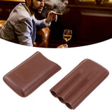 Leather Cigar Case Portable 3 Finger Cigar Humidor Carrying Case with Cutter Pocket for Cigar Lovers Brown - Extra Image
