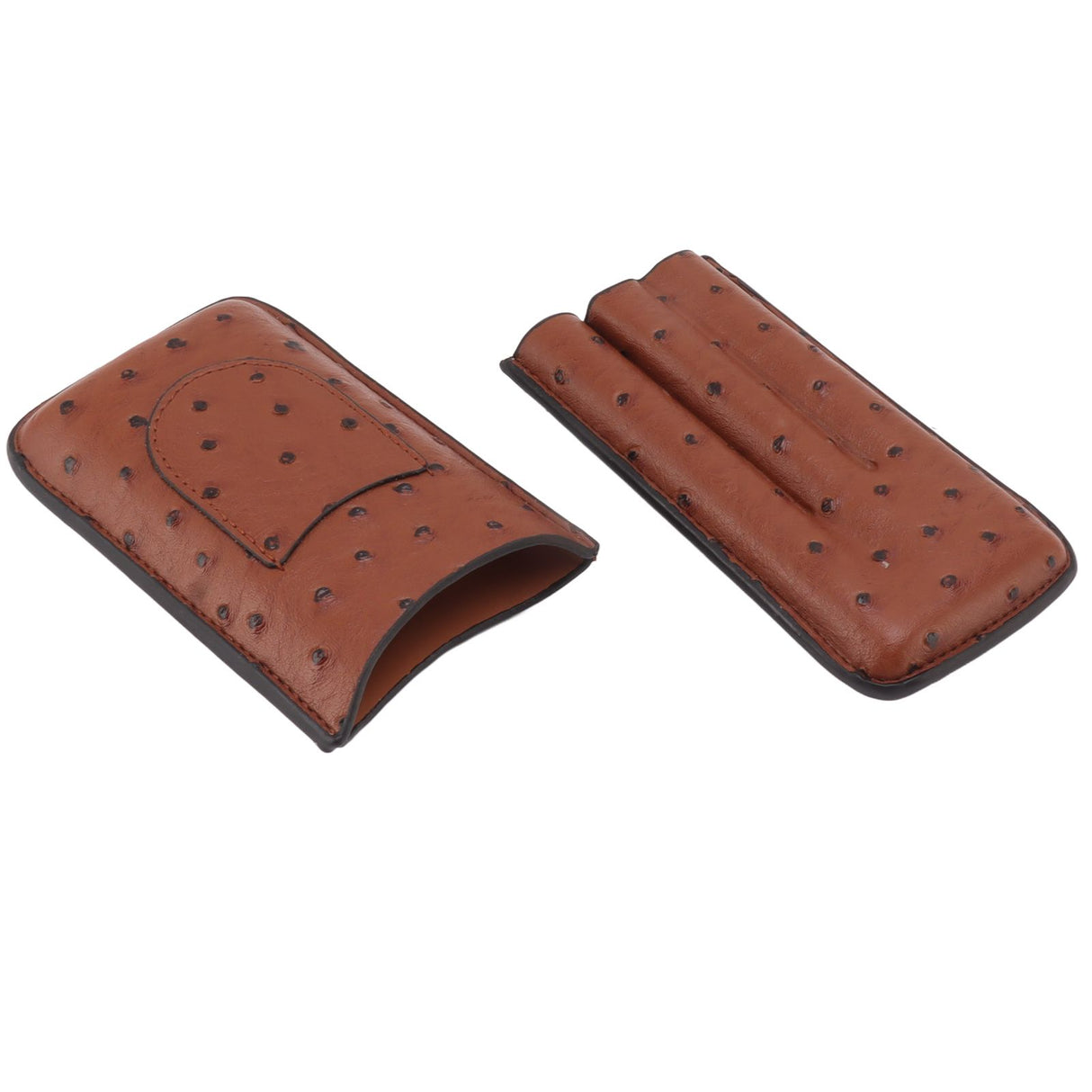 Cigar Case Holder Artificial Leather Brown 3 Finger Cigar Carrying Travel Case Portable for Travel Anniversary Gifts