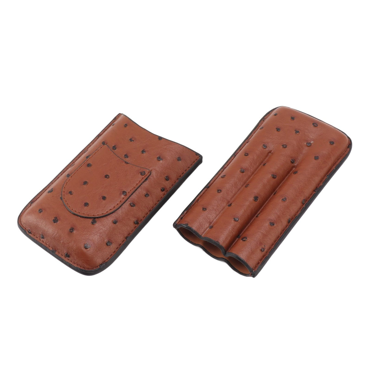 Cigar Case Holder Artificial Leather Brown 3 Finger Cigar Carrying Travel Case Portable for Travel Anniversary Gifts