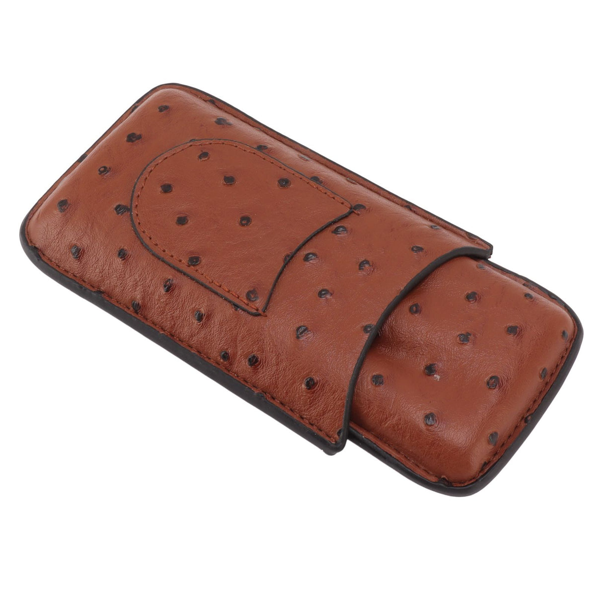 Cigar Case Holder Artificial Leather Brown 3 Finger Cigar Carrying Travel Case Portable for Travel Anniversary Gifts