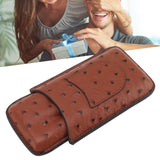 Cigar Case Holder Artificial Leather Brown 3 Finger Cigar Carrying Travel Case Portable for Travel Anniversary Gifts