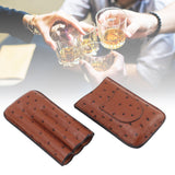 Cigar Case Holder Artificial Leather Brown 3 Finger Cigar Carrying Travel Case Portable for Travel Anniversary Gifts - Extra Image