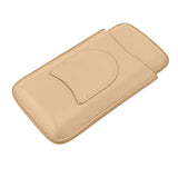 Cigar Case High End Leather Fashion Portable Travel Cigar Holder Case for 3 Cigars Luxury Gold - Side View