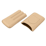 Cigar Case High End Leather Fashion Portable Travel Cigar Holder Case for 3 Cigars Luxury Gold - Rear View