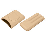 Cigar Case High End Leather Fashion Portable Travel Cigar Holder Case for 3 Cigars Luxury Gold - Low Angle