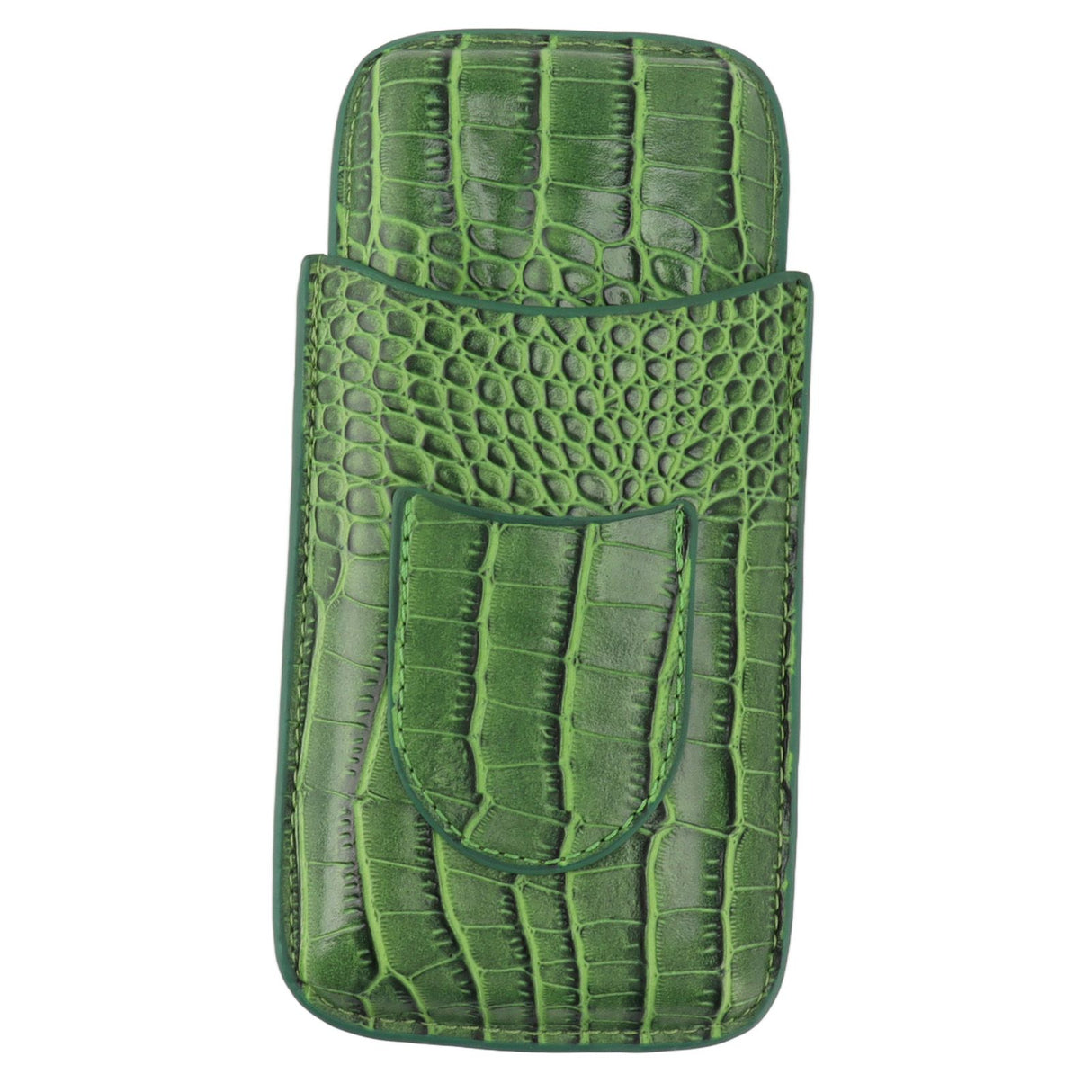 3 Finger Cigar Holder Frosted Finish Portable 3 Finger Leather Cigar Case for Travelling Hiking Green