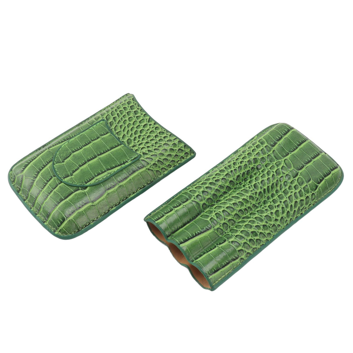 3 Finger Cigar Holder Frosted Finish Portable 3 Finger Leather Cigar Case for Travelling Hiking Green