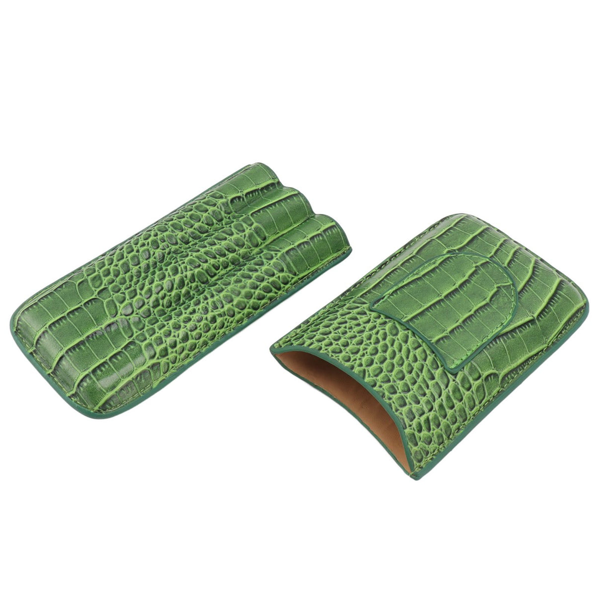 3 Finger Cigar Holder Frosted Finish Portable 3 Finger Leather Cigar Case for Travelling Hiking Green