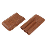 Cigar Holder Case Artificial Leather Portable Durable Elegant 3 Finger Cigar Box for Travel Outdoor Business 79 - Front View
