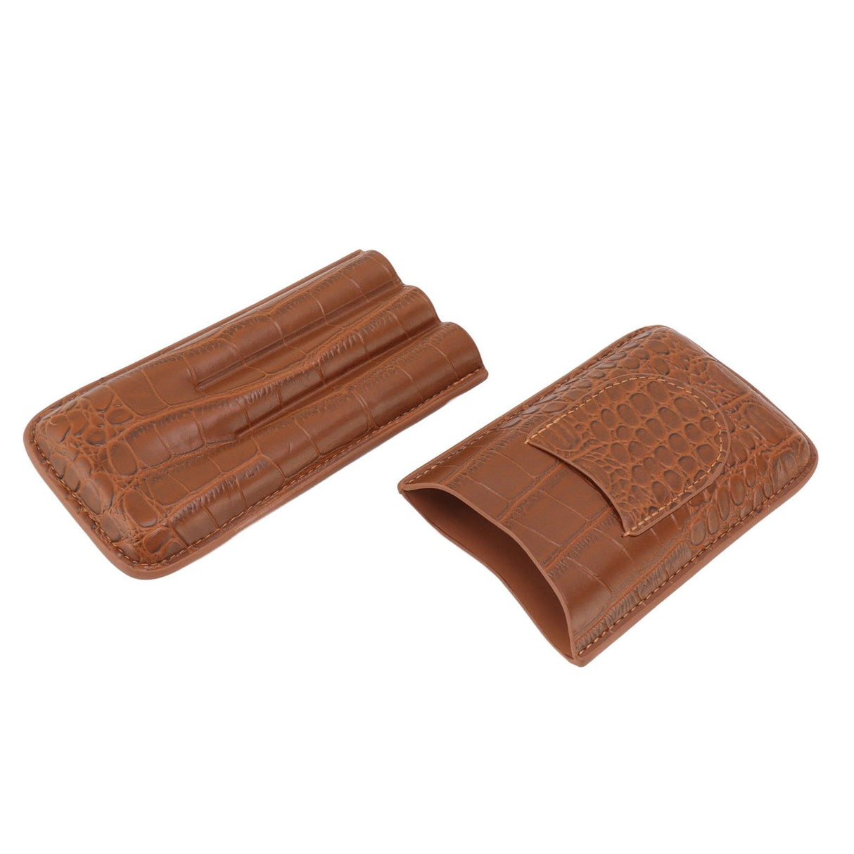 Cigar Holder Case Artificial Leather Portable Durable Elegant 3 Finger Cigar Box for Travel Outdoor Business 79