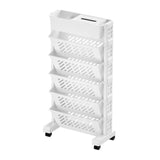 Movable Bookshelf Large Capacity Rotatable Removable Plastic Practical Rolling Organization Shelf 6 Layer