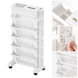 Movable Bookshelf Large Capacity Rotatable Removable Plastic Practical Rolling Organization Shelf 6 Layer - Side View