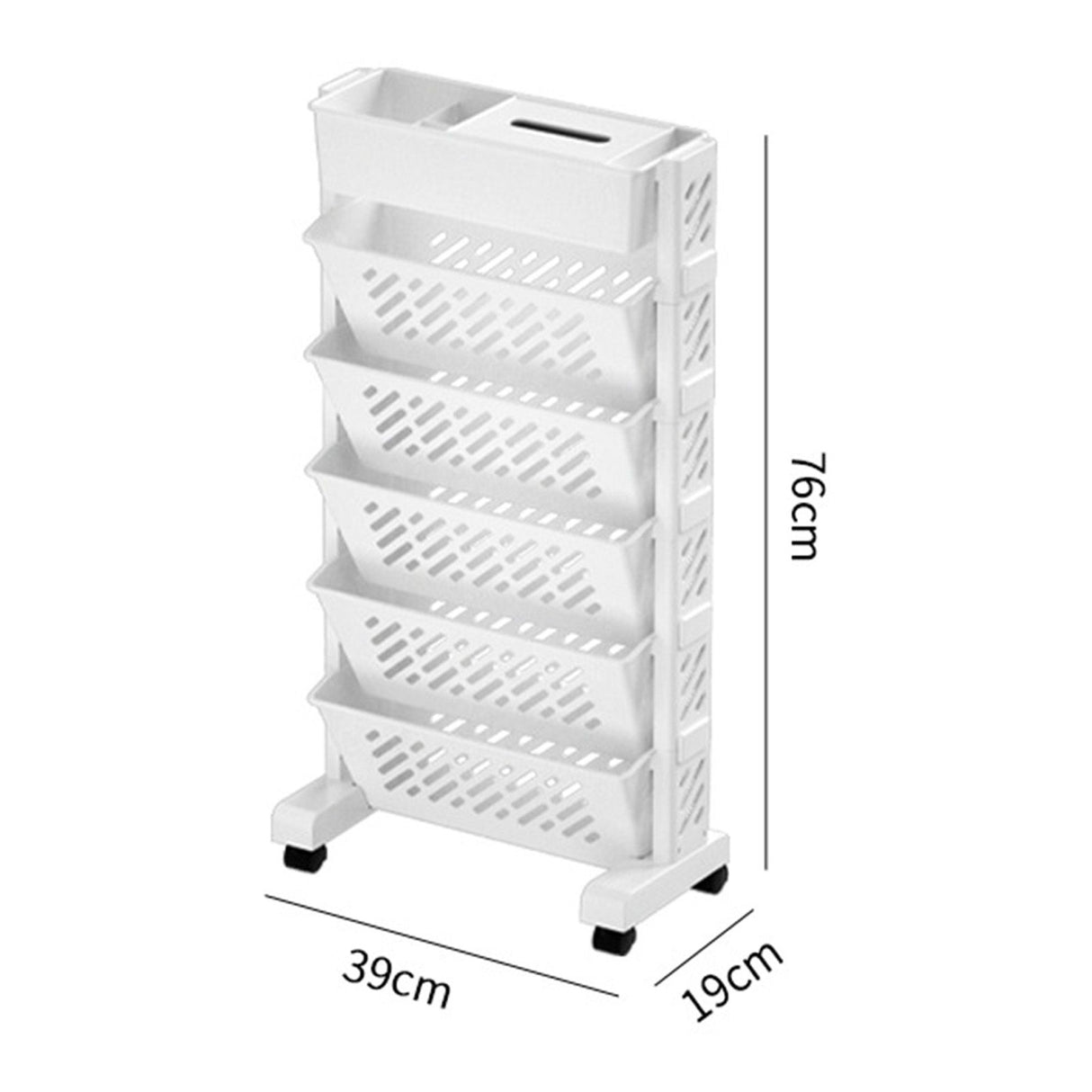 Movable Bookshelf Large Capacity Rotatable Removable Plastic Practical Rolling Organization Shelf 6 Layer