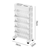 Movable Bookshelf Large Capacity Rotatable Removable Plastic Practical Rolling Organization Shelf 6 Layer