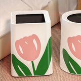Floral Trash Can Large Mouth Cute Appearance Modern Style Garbage Waste Basket for Kitchen Bathroom Bedroom Square Large Size