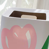 Floral Trash Can Large Mouth Cute Appearance Modern Style Garbage Waste Basket for Kitchen Bathroom Bedroom Square Large Size