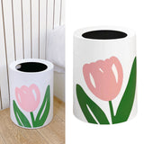 Floral Trash Can Large Mouth Cute Appearance Modern Style Garbage Waste Basket for Kitchen Bathroom Bedroom Round Small Size