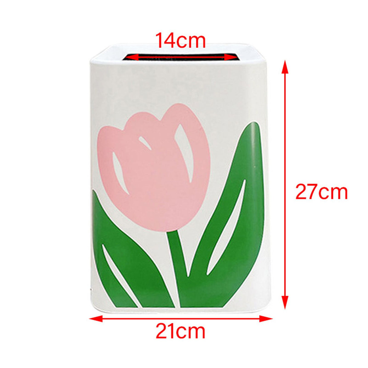 Floral Trash Can Large Mouth Cute Appearance Modern Style Garbage Waste Basket for Kitchen Bathroom Bedroom Square Small Size