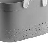 Portable Shower Basket with Ventilation Holes Large Capacity Plastic Portable Storage Basket with Handles for Bathroom Grey