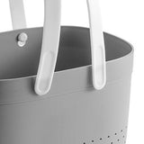 Portable Shower Basket with Ventilation Holes Large Capacity Plastic Portable Storage Basket with Handles for Bathroom Grey