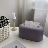 Nordic Ins Plastic Tissue Box Simple Paper Holder Dispenser Home Storage Case for Home Dormitory Bedroom Coffee Table Restaurant Light Purple - Extra Image