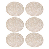 6 Pcs Round Placemat Gold Hollowed Eco Friendly PVC Heat Resistant 38cm Dining Table Mat