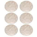 6 Pcs Round Placemat Gold Hollowed Eco Friendly PVC Heat Resistant 38cm Dining Table Mat