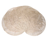 6 Pcs Round Placemat Gold Hollowed Eco Friendly PVC Heat Resistant 38cm Dining Table Mat