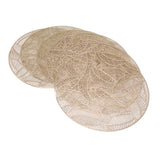 6 Pcs Round Placemat Gold Hollowed Eco Friendly PVC Heat Resistant 38cm Dining Table Mat