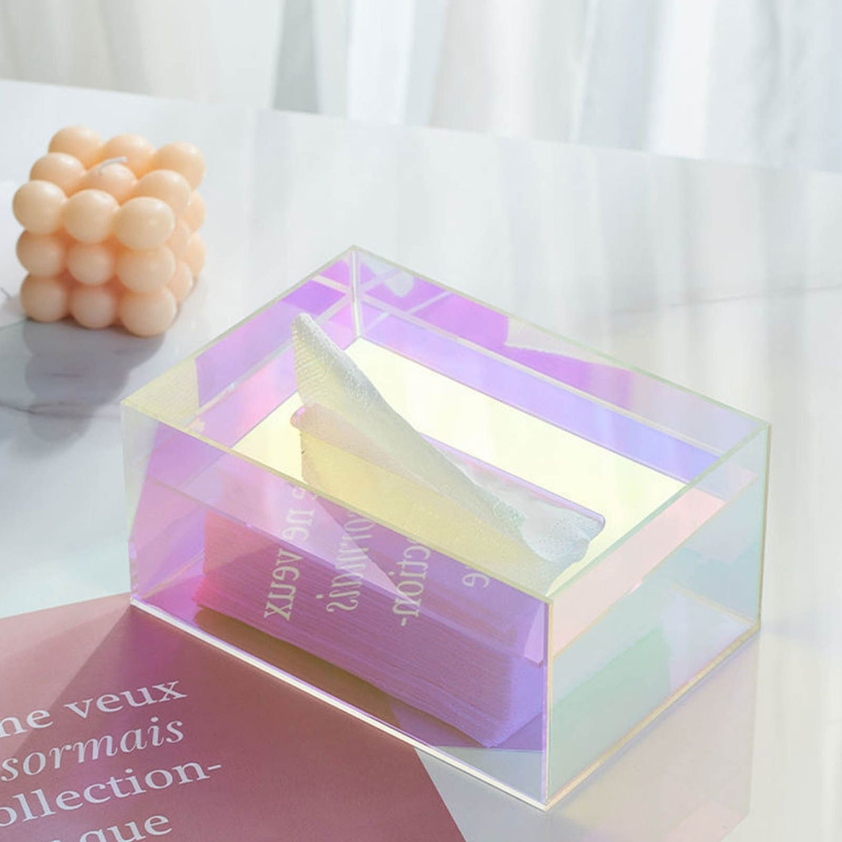 Tissue Box Holder Acrylic Storage Large Capacity Napkin Box for Washroom Living Room