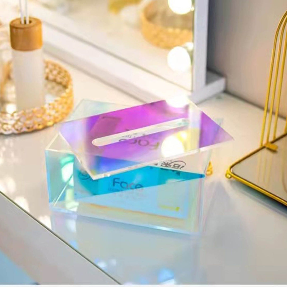 Tissue Box Holder Acrylic Storage Large Capacity Napkin Box for Washroom Living Room