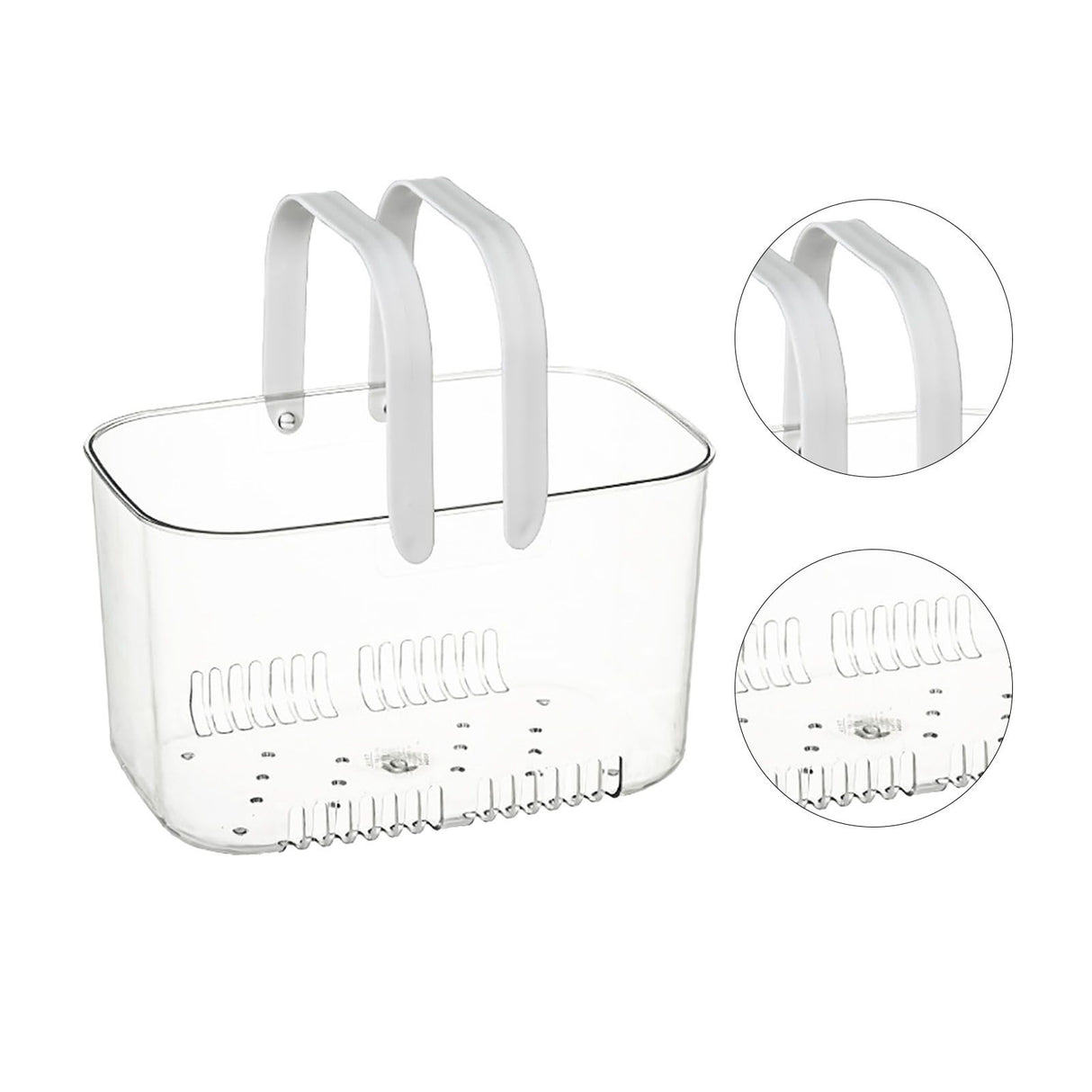 Clear Hand Basket Comfortable Handle Ventilation Holes Easy Access Versatile Fruit Storage Basket for Camping White