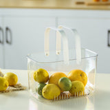 Clear Hand Basket Comfortable Handle Ventilation Holes Easy Access Versatile Fruit Storage Basket for Camping White