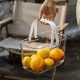 Clear Hand Basket Comfortable Handle Ventilation Holes Easy Access Versatile Fruit Storage Basket for Camping White
