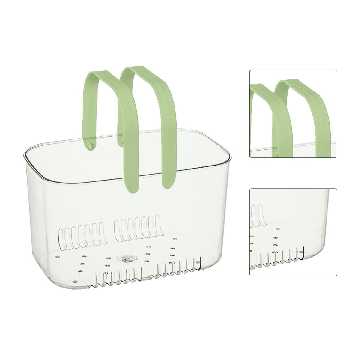 Clear Hand Basket Comfortable Handle Ventilation Holes Easy Access Versatile Fruit Storage Basket for Camping Green