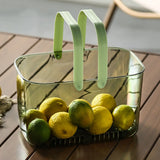 Clear Hand Basket Comfortable Handle Ventilation Holes Easy Access Versatile Fruit Storage Basket for Camping Green